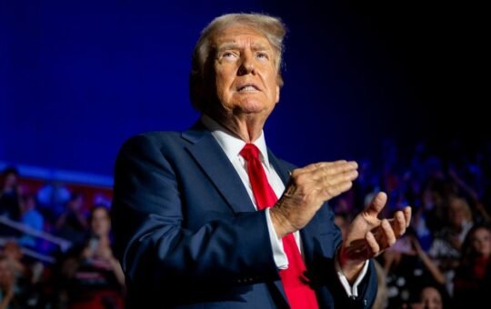 MAGA MEME PAC members from left to right: Maga Poli, Crypto Viking, Crypto Patriot (Danny Nelson/CoinDesk)