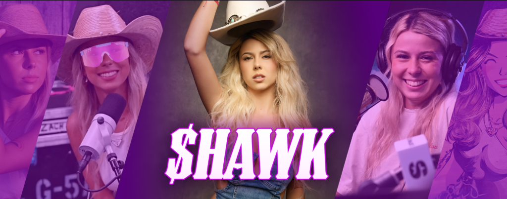 Photos of Haliey Welch and the name of her new cryptocurrency: $HAWK