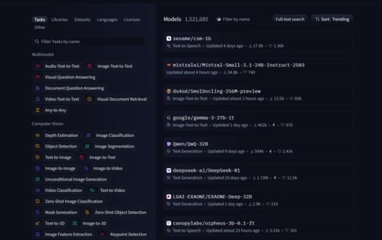 Screenshot of Hugging Face as the artificial intelligence company calls on the US government to prioritise open-source development in its forthcoming AI Action Plan.
