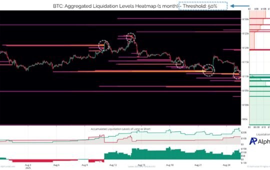 Bitcoin liquidation heatmap. Source: Alphractal