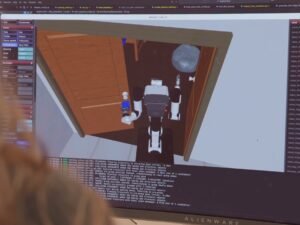 Software screenshot as virtual simulation data is driving the development of physical AI across corporate environments, led by initiatives like Ai2’s MolmoBot.
