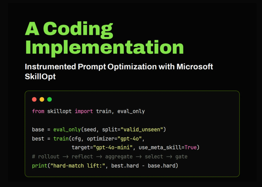 A Coding Implementation on Microsoft SkillOpt for Instrumented Prompt Optimization, Skill Evolution Analysis, and Baseline Comparison