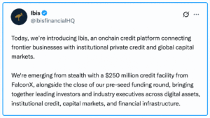 $250M FalconX Facility Powers Ibis Push Into Onchain Credit