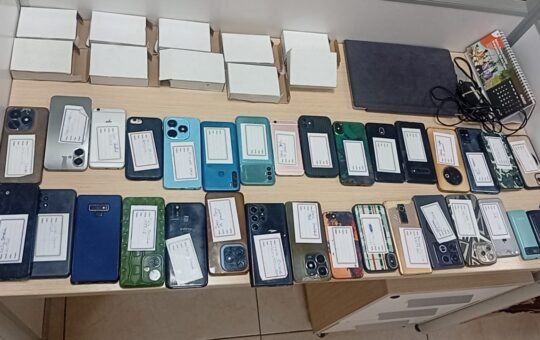 Electronic devices seized in Ghana by law enforcement during Operation Joint Disruption Week